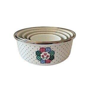 5 Steel White Nesting Bowls Home Sweet Home Tabletops Unlimited Patchwork Floral